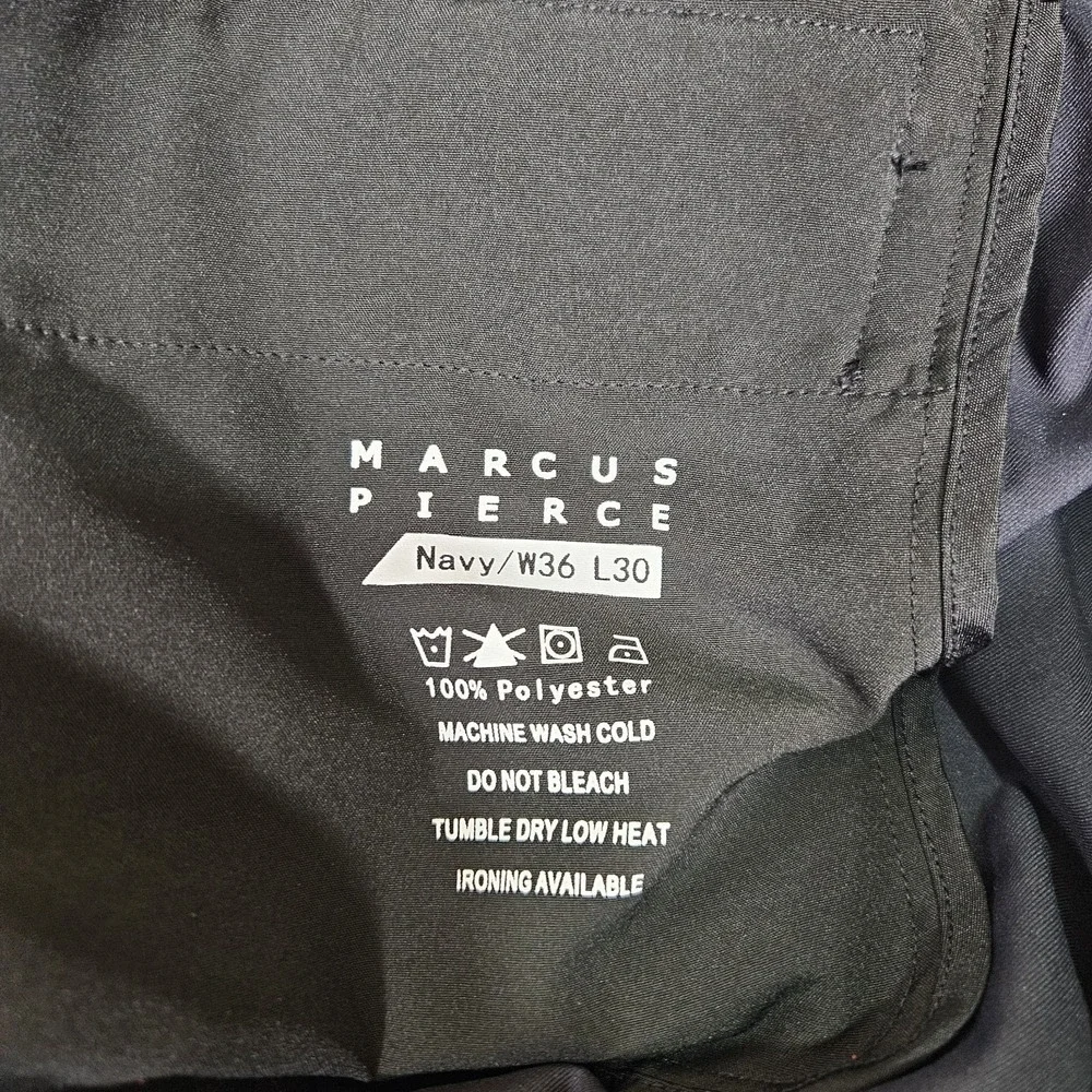 Marcus Pierce Renegade Pants Mens 36 x 30 Navy Performance Slim Stretch Dynaknit